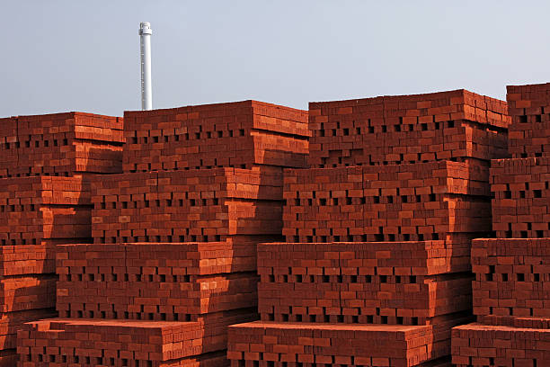 Construction site with bricks and materials